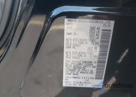 2014 Infiniti Qx60 z USA, uszkodzony, nr VIN 5N1AL0MN4EC537196